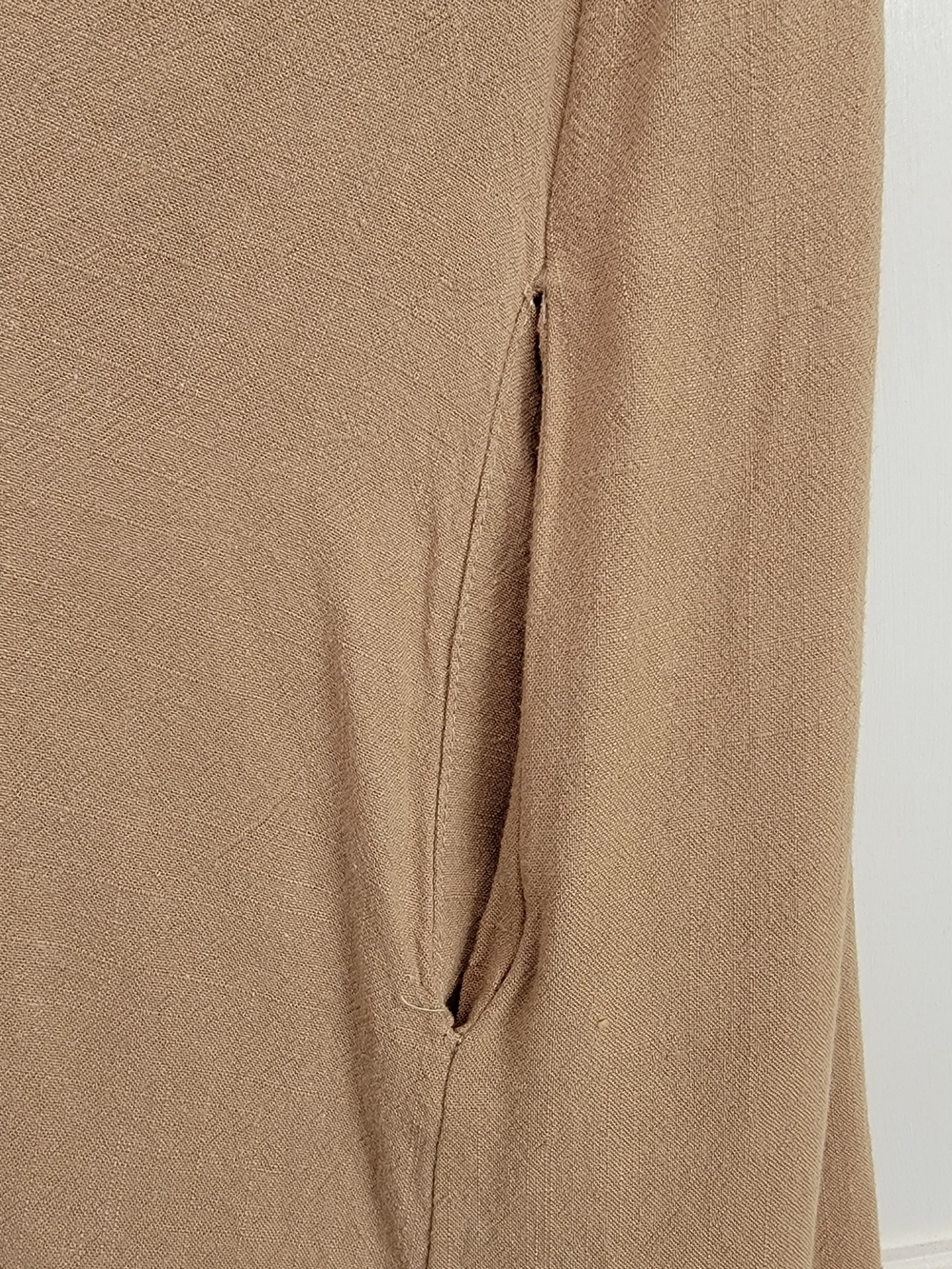 Umgee Linen Blend Short Sleeve Hi Lo Dress Fringe Hem Pockets Coastal Boho Sz- L - Picture 6 of 8